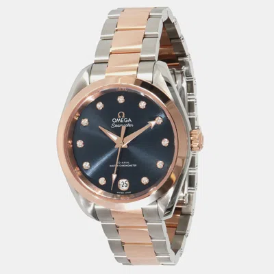 Pre-owned Omega Seamaster Aqua Terra 220.20.34.20.53.001 Automatic Blue 18k Rose Gold Stainless Steel Women's Wristw