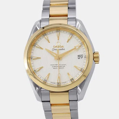 Pre-owned Omega Seamaster Aqua Terra 231.20.39.21.02.002 White Yellow Gold Stainless Steel Automatic Men Wristwatch 