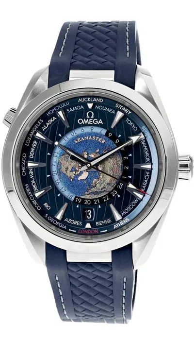 Pre-owned Omega Seamaster Aqua Terra 43mm Gmt Worldtimer Men's Watch 220.12.43.22.03.001