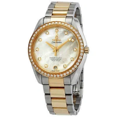 Pre-owned Omega Seamaster Aqua Terra Automatic Chronometer Diamond White Mop Dial Watch