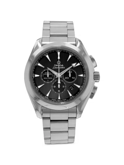 Pre-owned Omega Seamaster Aqua Terra Chronograph 44mm Watch In Black