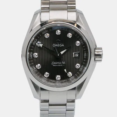 Pre-owned Omega Seamaster Aqua Terra Quartz Women Watch 30 Mm In Gray