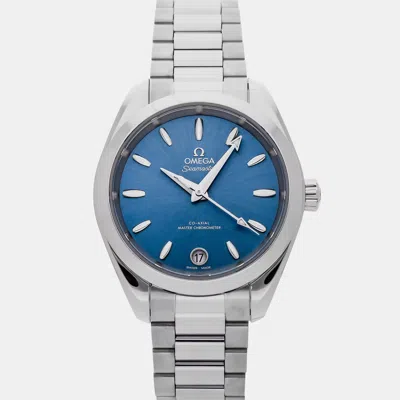 Pre-owned Omega Seamaster Aqua Terra Shades 220.10.34.20.03.002 Blue Stainless Steel Automatic Men's Watches 34mm