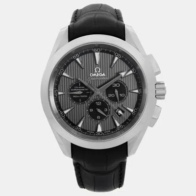 Pre-owned Omega Seamaster Aqua Terra Steel Chronograp Gray Dial Watch 44 Mm In Grey