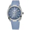Omega Seamaster Aqua Terra Summer Blue Dial Rubber Strap Men's Watch 220.12.41.21.03.008 In Blue