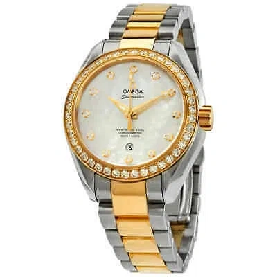 Pre-owned Omega Seamaster Aqua Terra White Mop Diamond Dial Ladies Watch