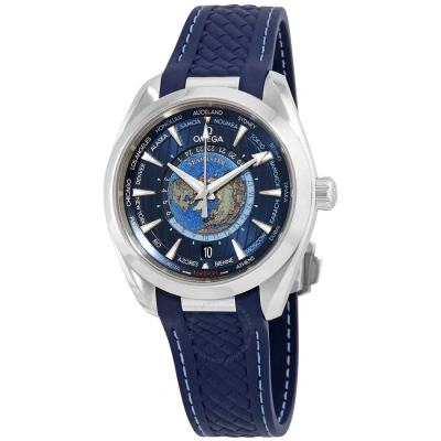 Omega Seamaster Aqua Terra World Time Automatic Chronometer Blue Dial Men's Watch 220.12.43.22.03.00 In Aqua / Blue