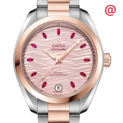 Omega Seamaster Automatic Chronometer Diamond Pink Dial Ladies Watch 220.20.34.20.60.001 In Gold