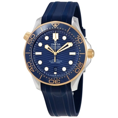 Omega Seamaster Automatic Chronometer Men's Watch 210.22.42.20.03.001 In Blue / Gold / Gold Tone / Skeleton / Wave / Yellow