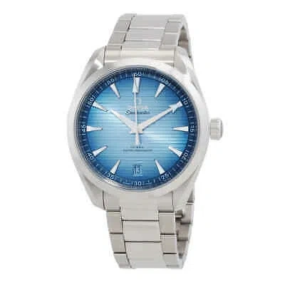 Pre-owned Omega Seamaster Automatic Chronometer Summer Blue Dial Mens Watch 22010412103005