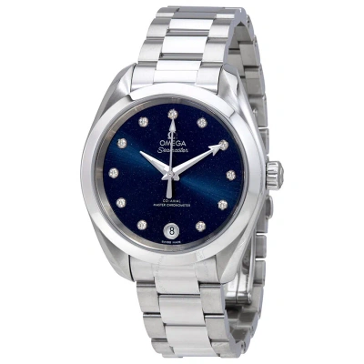Omega Seamaster Automatic Diamond Blue Dial Ladies Watch 220.10.34.20.53.001 In Gray