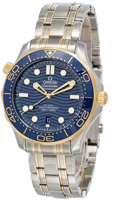 Pre-owned Omega Seamaster Blue Dial 18k Yellow Gold 42mm Men's Watch 210.20.42.20.03.001