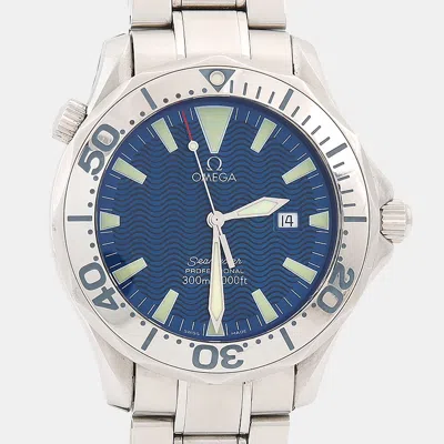 Pre-owned Omega Seamaster Diver 300 2265.80 Quartz Blue Stainless Steel Men's Wristwatch 41mm