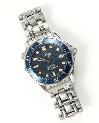 Pre-owned Omega Seamaster Diver 300 36mm 1995 Quartz Watch In Blue
