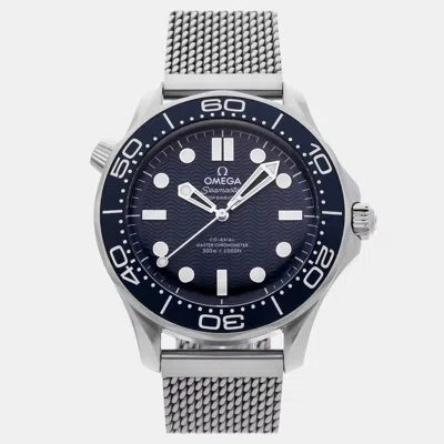 Pre-owned Omega Seamaster Diver 300m James Bond 60th Anniversary Blue Stainless Steel Men's Wristwatch 42 Mm