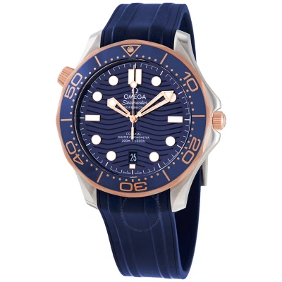 Omega Seamaster Diver Automatic Stainless Steel & 18kt Sedna Gold Blue Dial Men's 42 Mm Watch 210.22