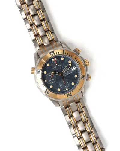 Pre-owned Omega Seamaster Diver Chronograph 1998 Titanium Watch In Navy