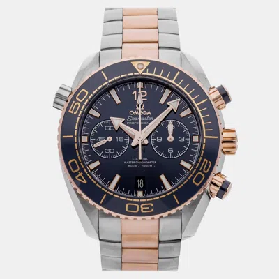 Pre-owned Omega Seamaster Planet Ocean 215.20.46.51.03.001 Blue 18k Rose Gold Stainless Steel Automatic Men's Watche