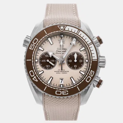 Pre-owned Omega Seamaster Planet Ocean 215.32.46.51.09.001 Beige Stainless Steel Automatic Men's Watches 45mm