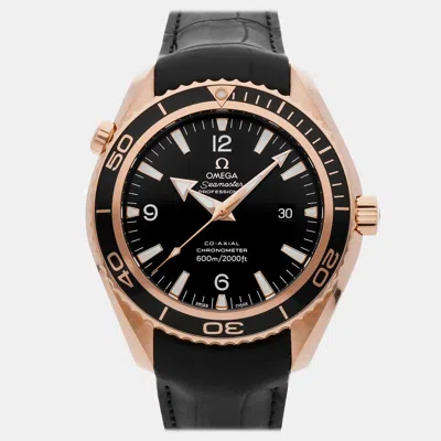 Pre-owned Omega Seamaster Planet Ocean 222.63.46.20.01.001 Black Rose Gold Automatic Men Wristwatch 45mm
