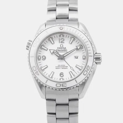Pre-owned Omega Seamaster Planet Ocean 232.30.38.20.04.001 Automatic White Stainless Steel Men's Wristwatch 37.5 Mm