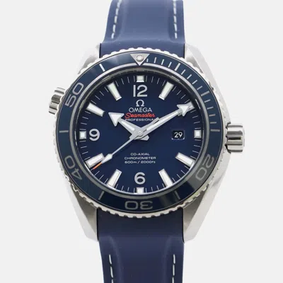 Pre-owned Omega Seamaster Planet Ocean 232.92.38.20.03.001 Automatic Blue Stainless Steel Men's Wristwatch 37.5 Mm