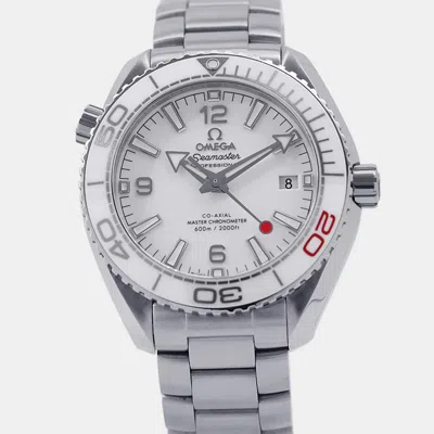 Pre-owned Omega Seamaster Planet Ocean Tokyo Olympics 2020 522.33.40.20.04.001 White Stainless Steel Men Wristwatch 
