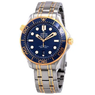 Pre-owned Omega Seamaster Sedna Blue Dial Steel And 18kt Yellow Gold Watch