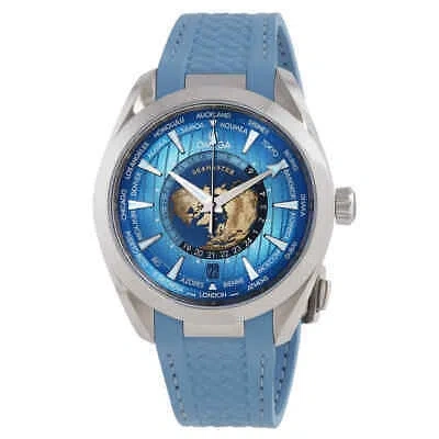 Pre-owned Omega Seamaster World Time Gmt Automatic Blue Dial Men's Watch 220.12.43.2203002