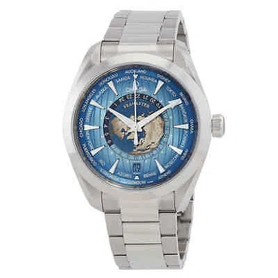 Pre-owned Omega Seamaster World Time Gmt Automatic Chronometer Summer Blue Dial Men's
