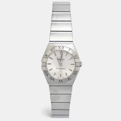 Pre-owned Omega Silver Stainless Steel Constellation 123.10.24.60.02.001 Women's Wristwatch 24 Mm