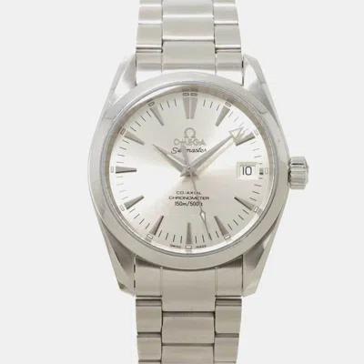 Pre-owned Omega Silver Stainless Steel Seamaster Aqua Terra Automatic Men's Wristwatch 36 Mm