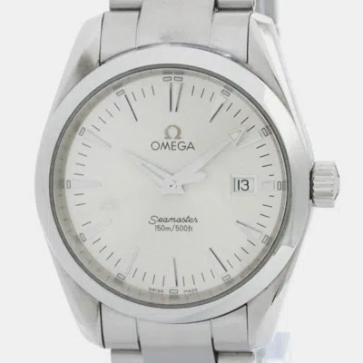 Pre-owned Omega Silver Stainless Steel Seamaster Aqua Terra Quartz Men's Wristwatch 36 Mm