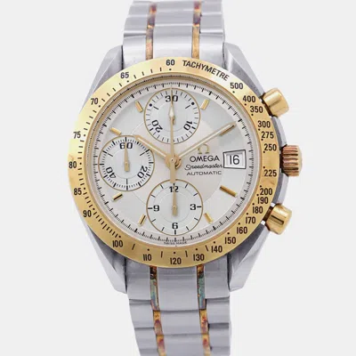 Pre-owned Omega Speedmaster 3313.30 White Yellow Gold Stainless Steel Automatic Men Wristwatch 40mm