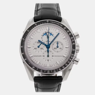 Pre-owned Omega Speedmaster 3689.30.31 White White Gold Manual Winding Men Wristwatch 42mm