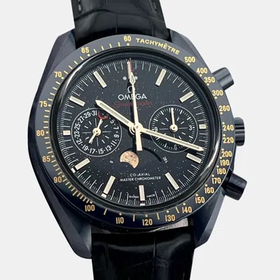 Pre-owned Omega Speedmaster Blue Ceramic Aventurine Leather Automatic Men's Watch 44.25 Mm