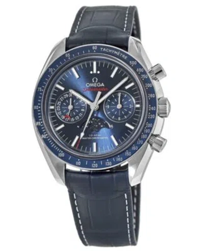 Pre-owned Omega Speedmaster Blue Dial Leather Men's Watch 304.33.44.52.03.001