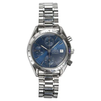 Pre-owned Omega Speedmaster Blue Dial Watch In Steel, 1990s