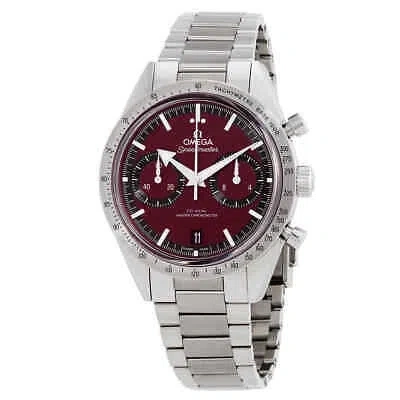 Pre-owned Omega Speedmaster Chronograph Hand Wind Burgundy Dial Men's Watch