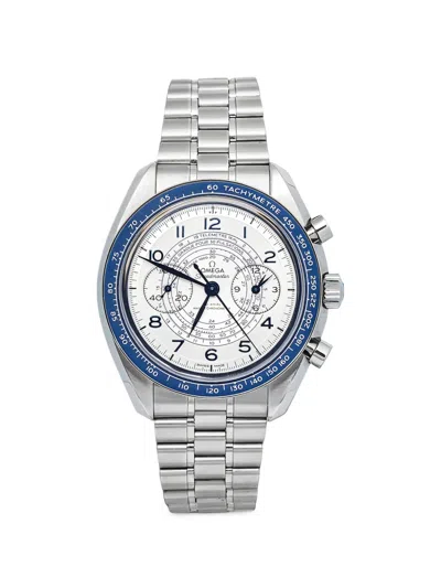 Pre-owned Omega Speedmaster Chronoscope 43mm Watch In White