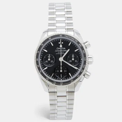 Pre-owned Omega Speedmaster Co-axial Chronometre 324.30.38.50.01.001 Black Dial Stainless Steel Unisex Wristwatch 38 In Silver
