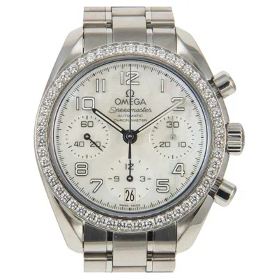 Pre-owned Omega Speedmaster Factory Diamond Bezel Automatic Chronograph Mop Ladies Watch In Multi