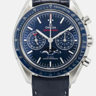 Pre-owned Omega Speedmaster Moonphase 304.33.44.52.03.001 Automatic Blue Stainless Steel Men's Wristwatch 44mm