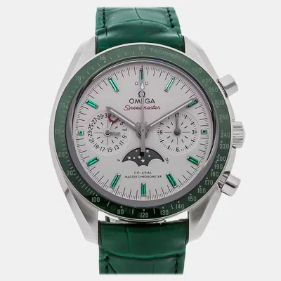 Pre-owned Omega Speedmaster Moonphase 304.93.44.52.99.003 White Stainless Steel Automatic Men's Watches 44mm