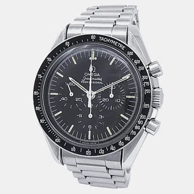 Pre-owned Omega Speedmaster Moonwatch 145.022 Manual Chronograph Black Dial Stainless Steel Men's Wristwatch 42mm