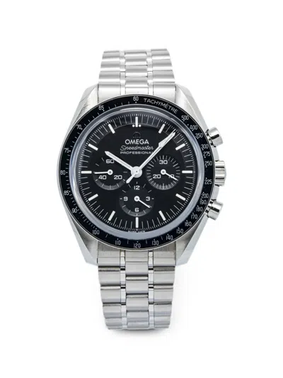 Pre-owned Omega Speedmaster Moonwatch 42mm Watch In Black