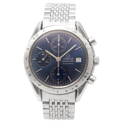 Pre-owned Omega Speedmaster Stainless Steel Blue Dial Automatic Watch Ref. 3511.80