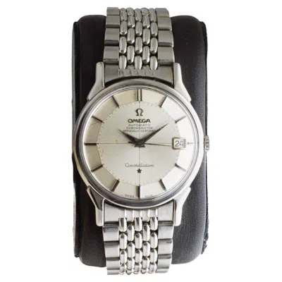 Pre-owned Omega Stainless Steel Constellation Original Dial Automatic Watch In Multi