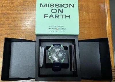 Pre-owned Omega Swatch  Watch Speedmaster Bioceramic Moonswatch Collection Mission To Earth