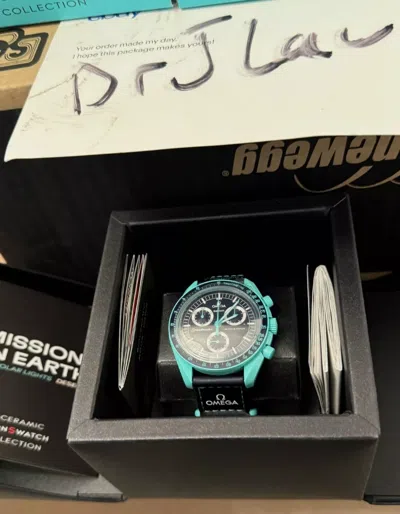 Pre-owned Omega Swatch X  Bioceramic Moonswatch Mission To Earth Polar Lights - Fast Ship